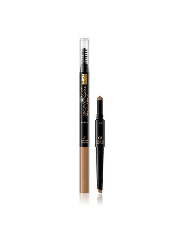 Eveline Cosmetics Brow Styler прецизен молив за вежди 3 в 1 цвят 01 Medium Brown 1,2 гр.