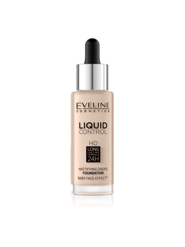 Eveline Cosmetics Liquid Control течен фон дьо тен с пипета цвят 010 Light Beige 32 мл.