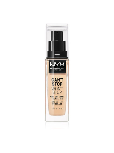 NYX Professional Makeup Can't Stop Won't Stop Full Coverage Foundation високо покривен фон дьо тен цвят 06 Vanilla 30 мл.