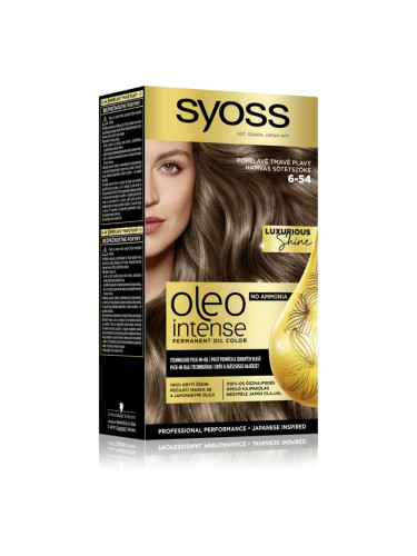 Syoss Oleo Intense перманентната боя за коса с олио цвят 6-54 Ashy Dark Blond 1 бр.