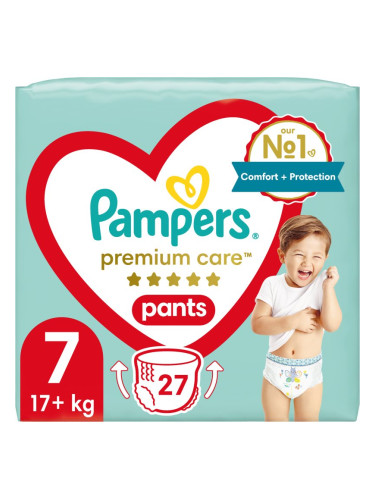 Pampers Premium Care Pants Size 7 еднократни пелени гащички 15+ kg 27 бр.