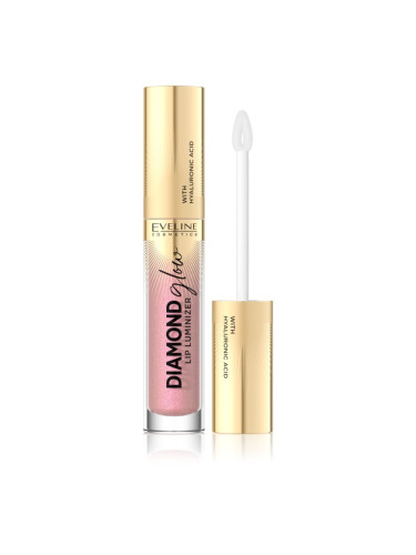 Eveline Cosmetics Diamond Glow блясък за устни с блестящи частици с хиалуронова киселина цвят 08 Honey Glam 4,5 мл.