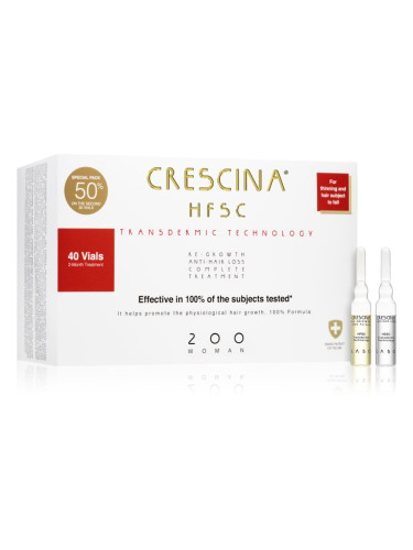 Crescina Transdermic 200 Re-Growth and Anti-Hair Loss грижа за растеж на косата против косопад за жени 40x3,5 мл.