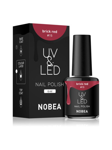 NOBEA UV & LED Nail Polish гел лак за нокти с използване на UV/LED лампа бляскав цвят Brick red #15 6 мл.