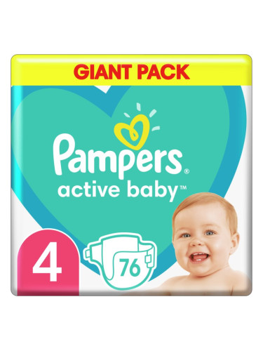 Pampers Active Baby Size 4 еднократни пелени 9-14 kg 76 бр.