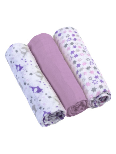 BabyOno Diaper Super Soft пелени от плат Violet 70 × 70 cm 3 бр.