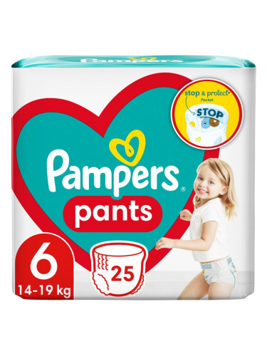 Pampers Pants Size 6 еднократни пелени гащички 13-19 kg 25 бр.