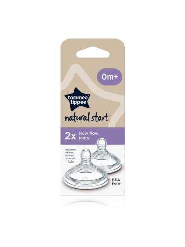 Tommee Tippee Natural Start Anti-Colic Teat биберон за шише Slow Flow 0m+ 2 бр.