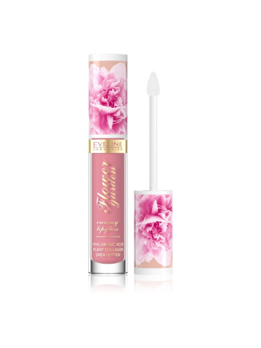 Eveline Cosmetics Flower Garden кремообразен гланц за устни с хиалуронова киселина цвят 01 Delicate Rose 4,5 мл.