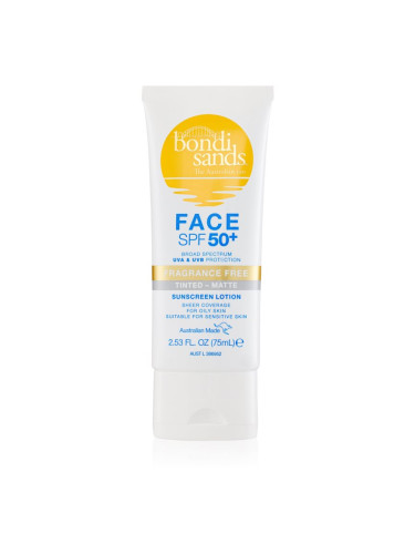 Bondi Sands SPF 50+ Face Fragrance Free защитен тониращ крем за лице за матиране SPF 50+ 75 мл.