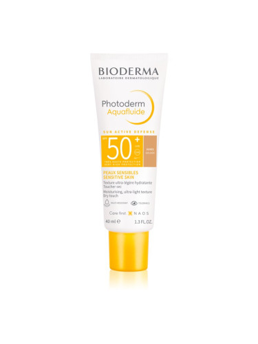 Bioderma Photoderm Aquafluid защитна тонирана течност за лице SPF 50+ цвят Golden 40 мл.