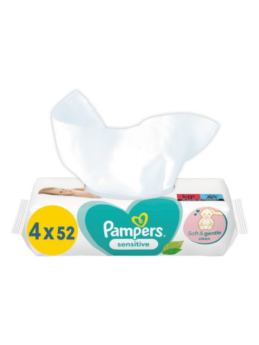 Pampers Sensitive мокри почистващи кърпички за деца за чувствителна кожа 4x52 бр.