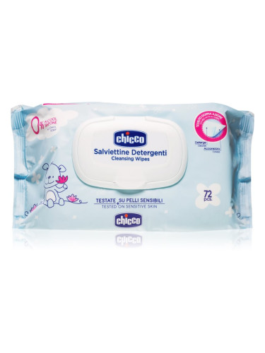 Chicco Cleansing Wipes Blue нежни мокри кърпички за бебета 72 бр.