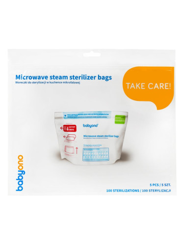 BabyOno Take Care Microwave Steam Sterilizer Bags пликчета за стерилизиране за микровълнова фурна 5 бр.