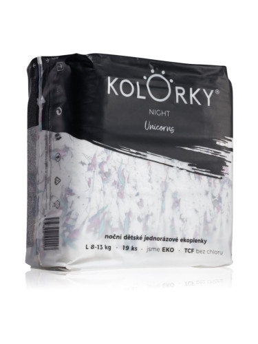 Kolorky Night Unicorn еднократни ЕКО пелени за цялостна защита през нощта размер L 8-13 Kg 19 бр.