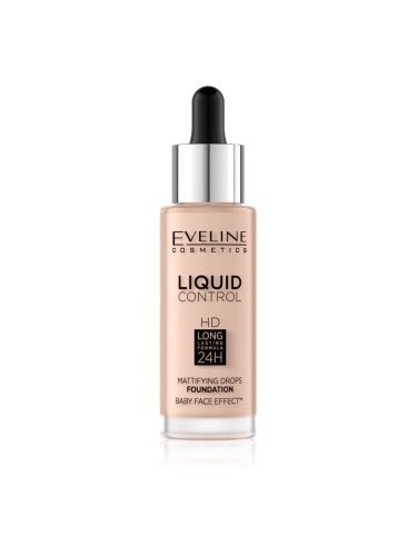 Eveline Cosmetics Liquid Control течен фон дьо тен с пипета цвят 020 Rose Beige 32 мл.