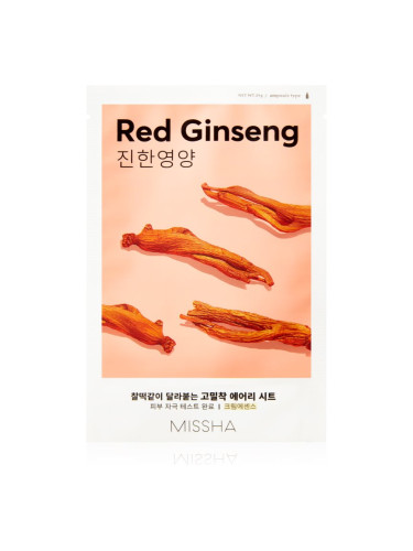 Missha Airy Fit Red Ginseng платнена маска с хидратиращ и ревитализиращ ефект 19 гр.