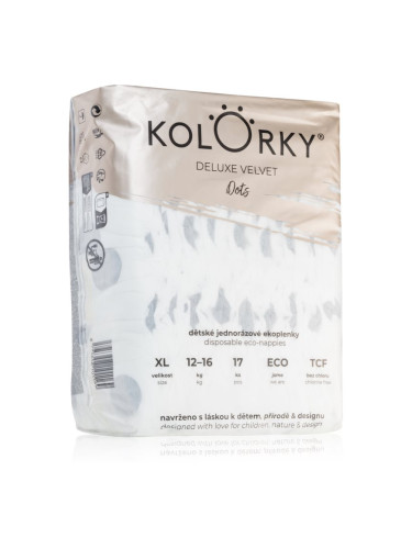 Kolorky Deluxe Velvet Dots еднократни ЕКО пелени размер XL 12-16 kg 17 бр.