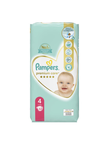 Pampers Premium Care Size 4 еднократни пелени 9-14 kg 52 бр.
