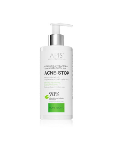 Apis Natural Cosmetics Acne-Stop Home TerApis успокояващ почистващ тоник за мазна и проблемна кожа 300 мл.