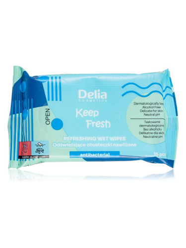 Delia Cosmetics Keep Fresh Antibacterial освежаващи мокри кърпички 15 бр.