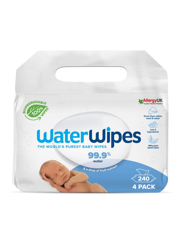 Water Wipes Baby Wipes 4 Pack нежни мокри кърпички за бебета 4x60 бр.