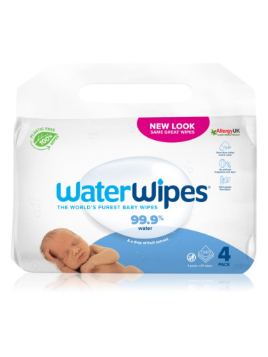 WaterWipes Baby Wipes 4 Pack нежни мокри кърпички за бебета 4x60 бр.