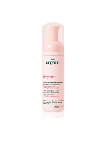 Nuxe Very Rose Light Cleansing Foam нежна почистваща пяна за всички типове кожа на лицето 150 мл.