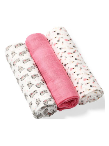 BabyOno Take Care Natural Diapers пелени от плат 70 x 70 cm Pink 3 бр.
