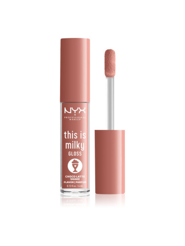 NYX Professional Makeup This is Milky Gloss Milkshakes хидратиращ блясък за устни парфюмиран цвят 19 Choco Latte Shake 4 мл.