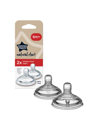 Tommee Tippee Natural Start Anti-Colic Teat биберон за шише Thick Feed 6m+ 2 бр.