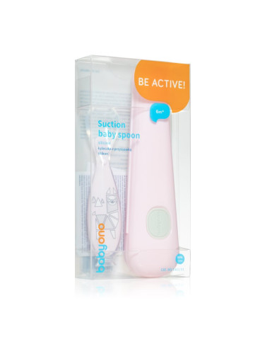 BabyOno Be Active Suction Baby Spoon лъжичка Pink 6 m+ 1 бр.