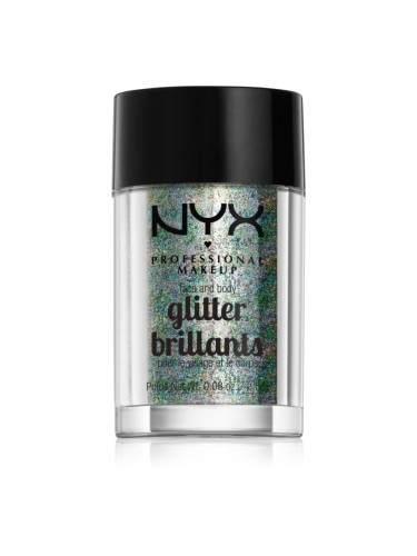 NYX Professional Makeup Face & Body Glitter Brillants брокат за лице и тяло цвят 06 Crystal 2.5 гр.