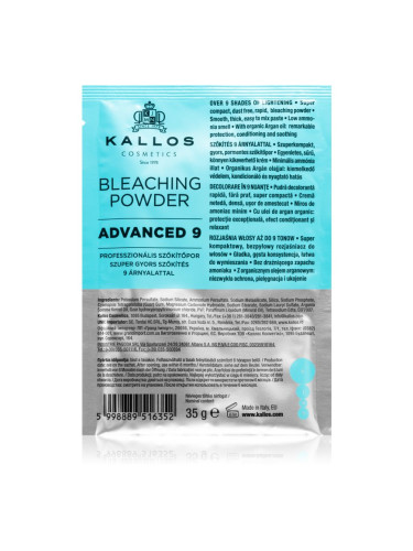 Kallos Bleaching Powder Advanced 9 изсветляваща пудра за кичури 35 гр.