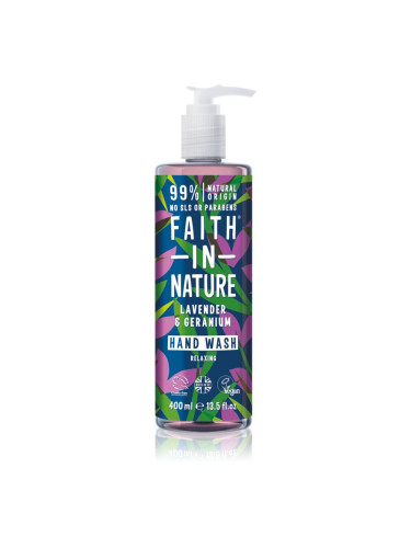 Faith In Nature Lavender & Geranium натурален течен сапун за ръце с екстракт от лавандула 400 мл.