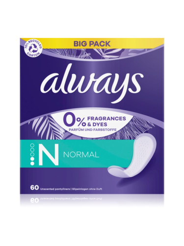 Always Daily Fresh Normal дамски превръзки без парфюм 60 бр.