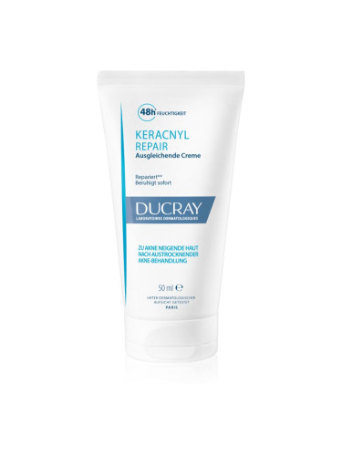 Ducray Keracnyl регенериращ и хидратиращ крем за кожа, която е суха и раздразнена от медикаментозно лечение на акне 50 мл.