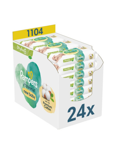 Pampers Harmonie New Baby мокри почистващи кърпички за деца 24x46 бр.