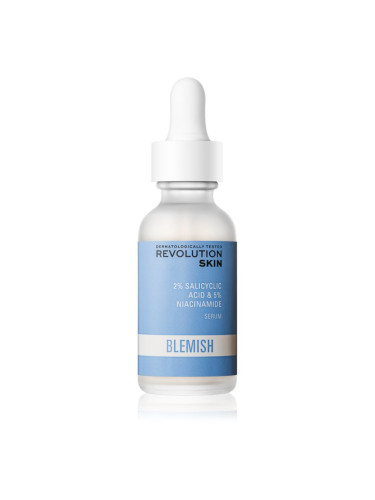 Revolution Skincare Blemish 2% Salicylic Acid & 5% Niacinamide успокояващ серум за проблемна кожа, акне 30 мл.