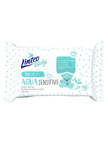 Linteo Baby Aqua Sensitive нежни мокри кърпички за бебета 48 бр.