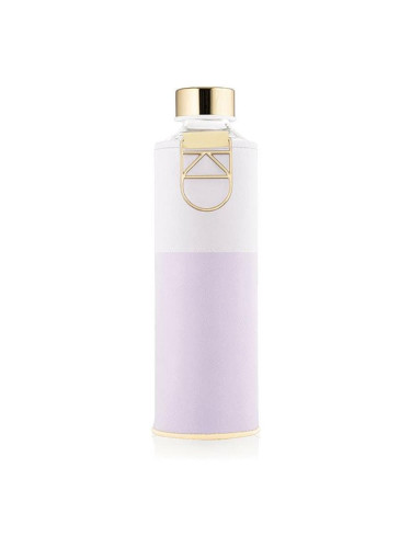 Equa Mismatch стъклена бутилка за вода + опаковка от изкуствена кожа боя Lila 750 мл.