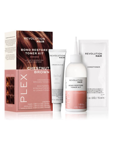 Revolution Haircare Plex Bond Restore Kit комплект за подчертаване на цвета на косата цвят Chestnut Brown