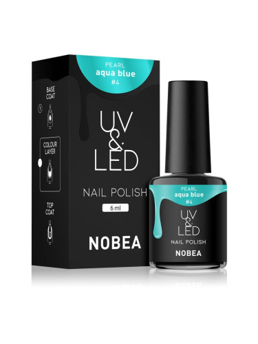 NOBEA UV & LED Nail Polish гел лак за нокти с използване на UV/LED лампа бляскав цвят Aqua blue #4 6 мл.