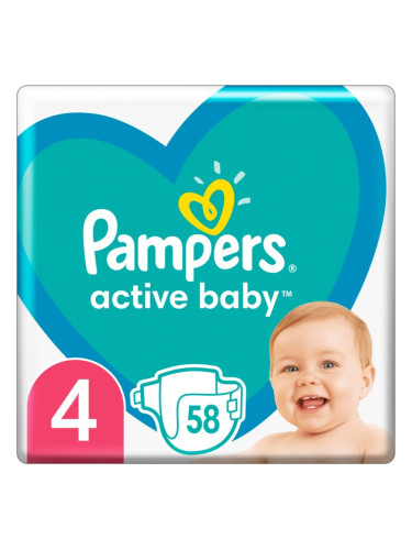 Pampers Active Baby Size 4 еднократни пелени 9-14 kg 58 бр.