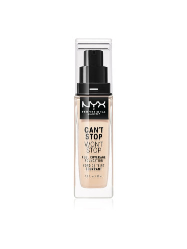 NYX Professional Makeup Can't Stop Won't Stop Full Coverage Foundation високо покривен фон дьо тен цвят 03 Porcelain 30 мл.