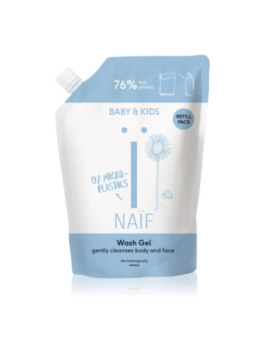 Naif Baby & Kids Wash Gel почистващ и миещ гел за деца и бебета пълнител 500 мл.