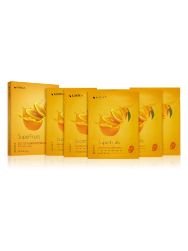 KORIKA SuperFruits Hallabong - Set of 5 Brightening Face Sheet Masks комплект маски за лице на намалена цена  Hallabong(за озаряване на лицето)