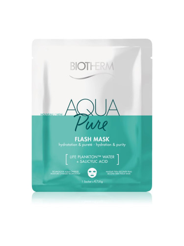 Biotherm Aqua Pure Flash Mask платнена маска с хидратиращ ефект за регенериране на кожата 31 гр.