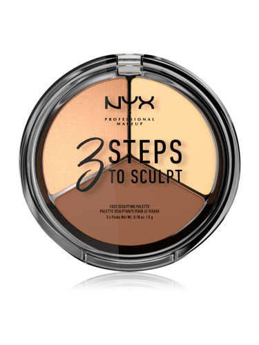 NYX Professional Makeup 3 Steps To Sculpt контурираща палитра за лице цвят 02 Light 15 гр.