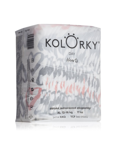 Kolorky Day Hearts еднократни ЕКО пелени размер XL 12-16 Kg 17 бр.
